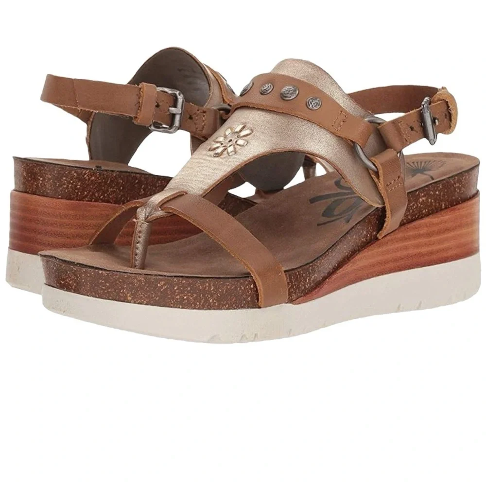 OTBT Maverick Wedge Platform Leather Sandals Stud Details Sz 9.5 From Sundance - Picture 2 of 16